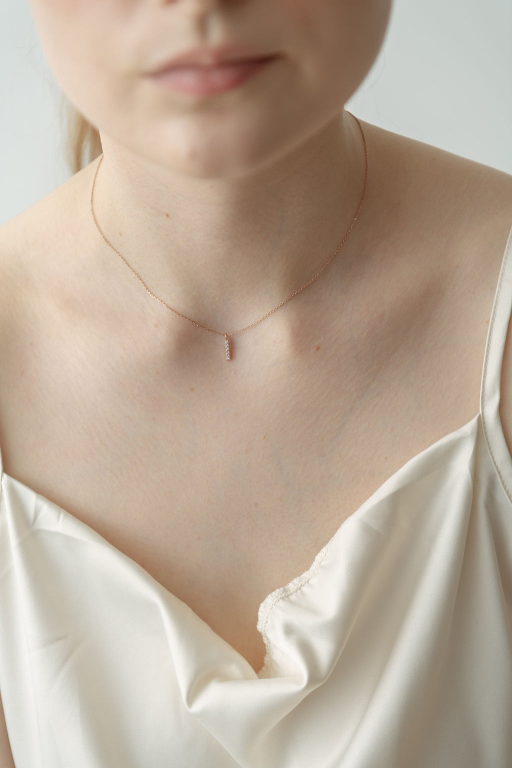 Stone Bar Necklace  / Rose Gold