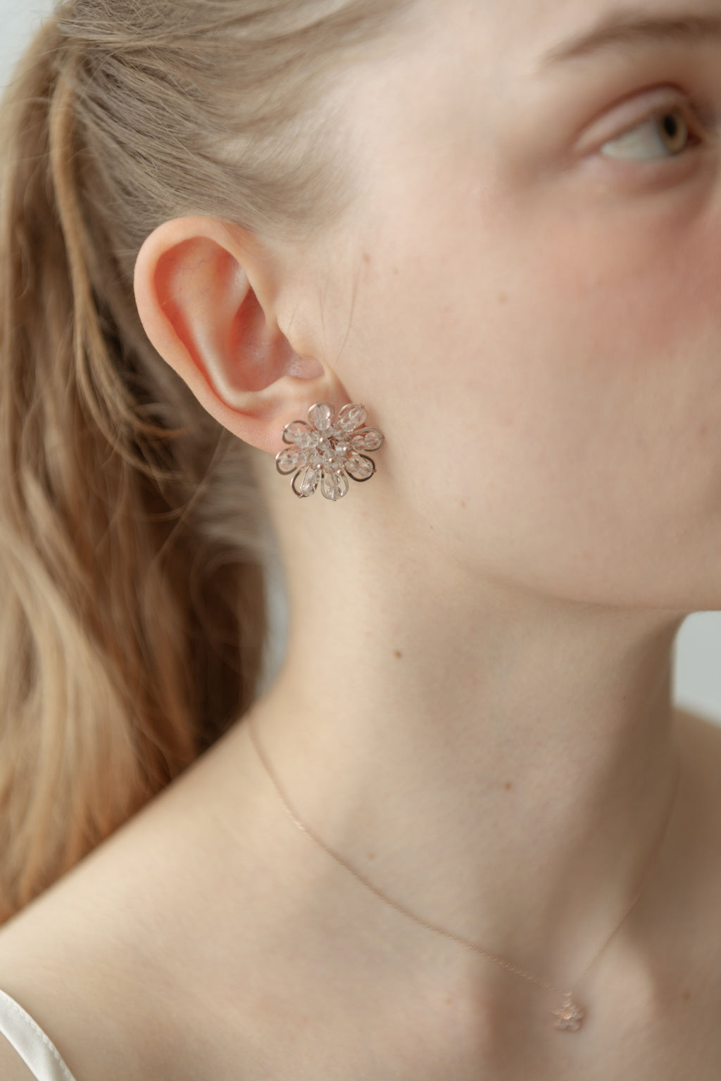 Crystal Petal Bloom Pierce / Rose Gold