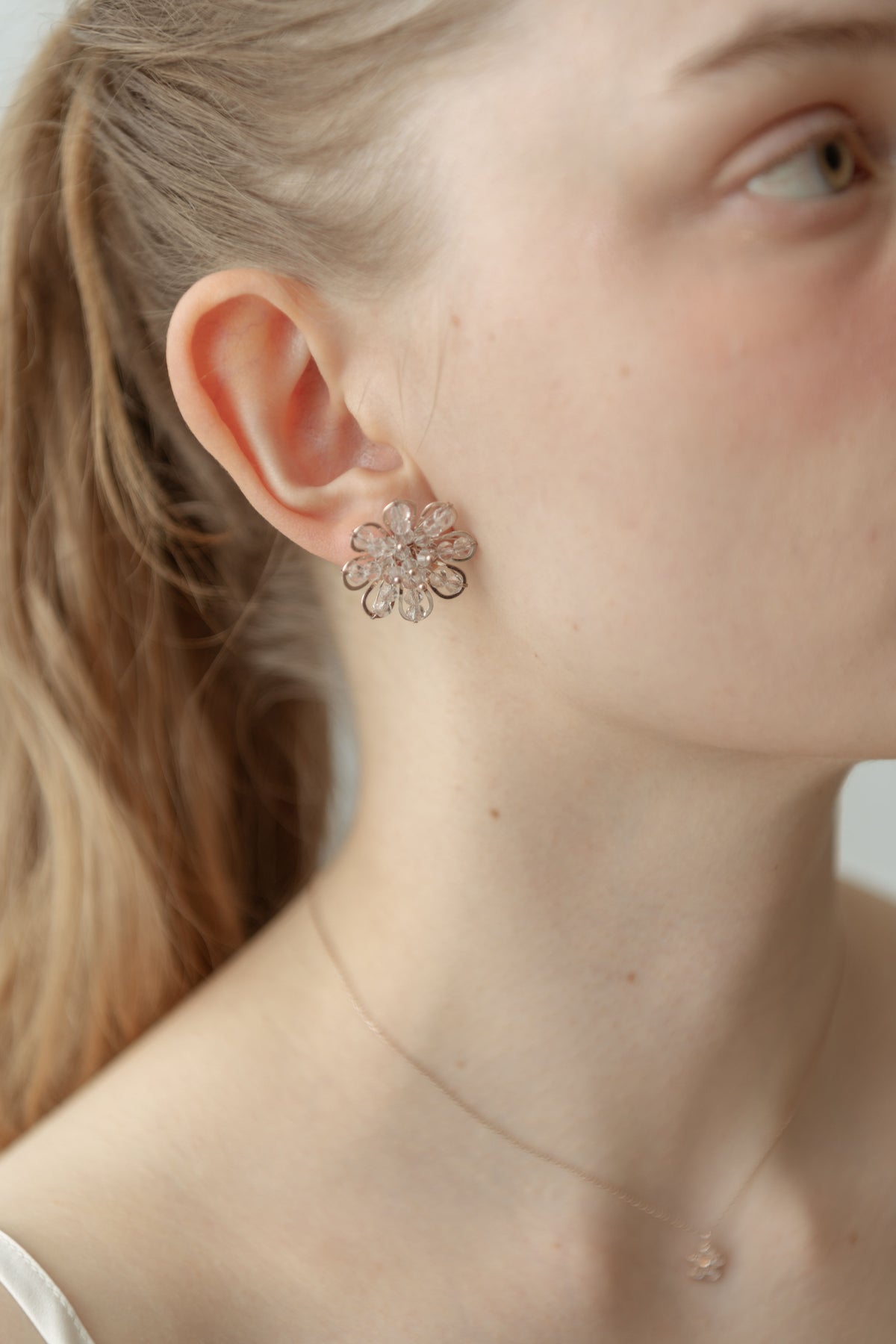 Crystal Petal Bloom Pierce / Rose Gold