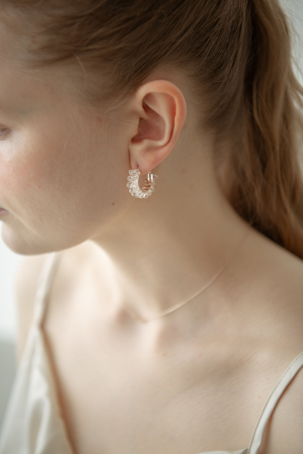 Crystal Hoop Pierce /  Rose Gold