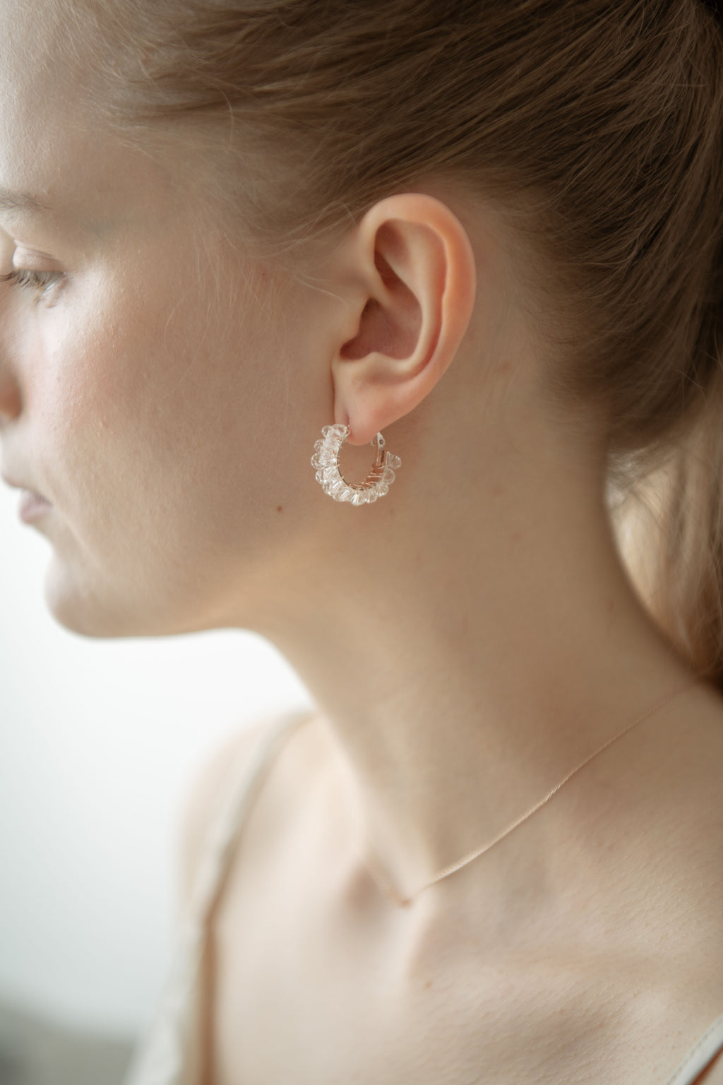 Crystal Hoop Pierce /  Rose Gold