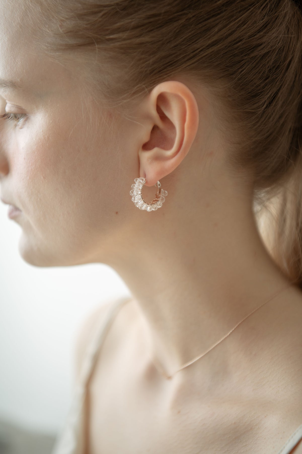 Crystal Hoop Pierce /  Rose Gold