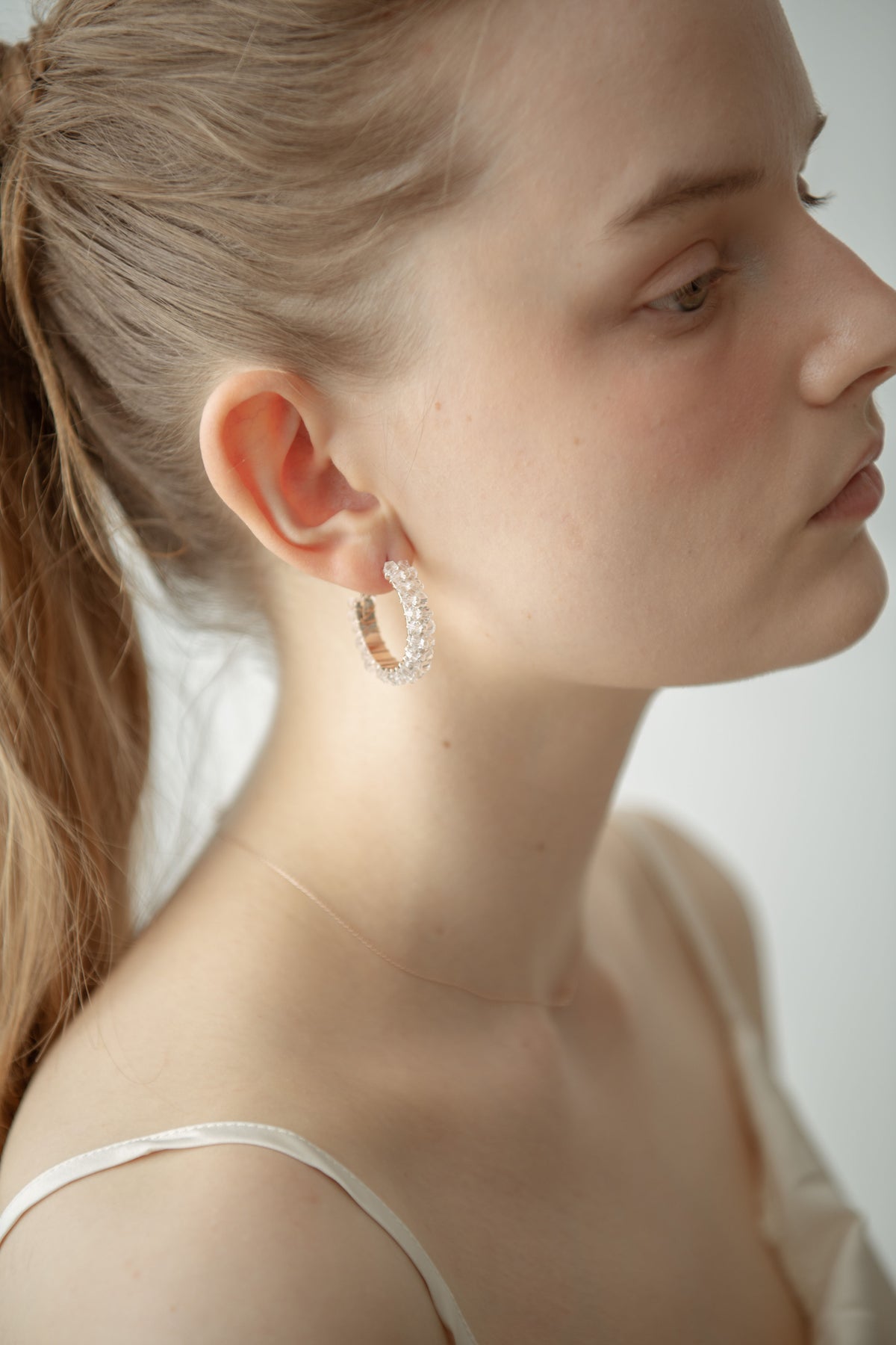 Crystal Hoop Pierce /  Rose Gold