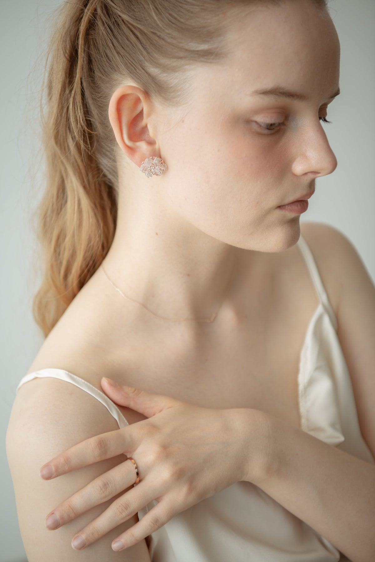 Fleur Glass Pierce / Rose Gold