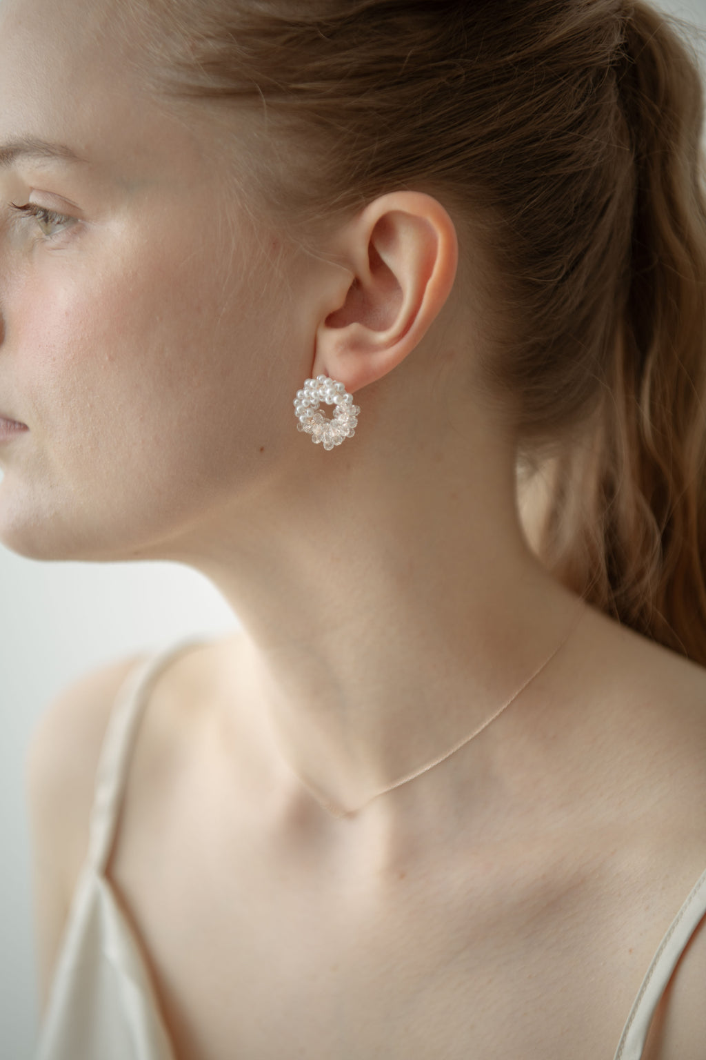 Pearl Glass Wreath Pierce / Rose Gold