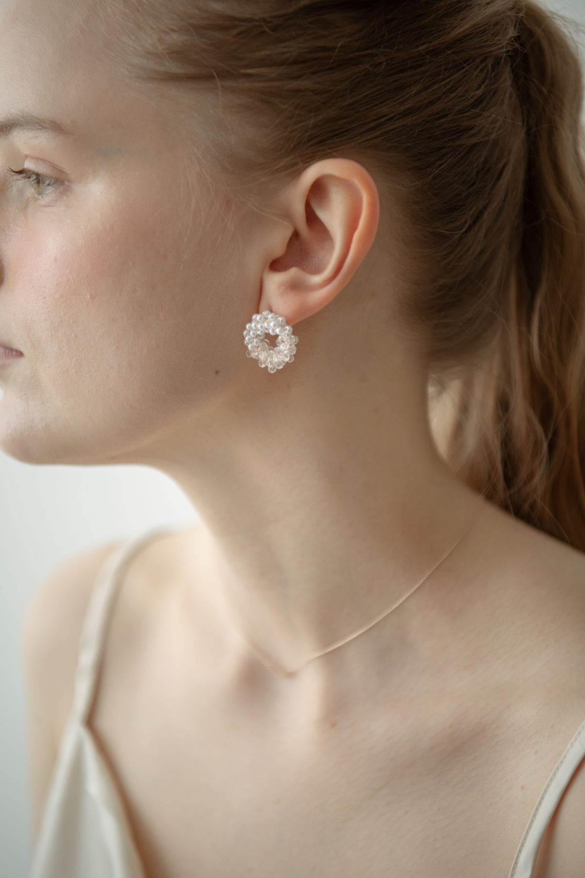 Pearl Glass Wreath Pierce / Rose Gold