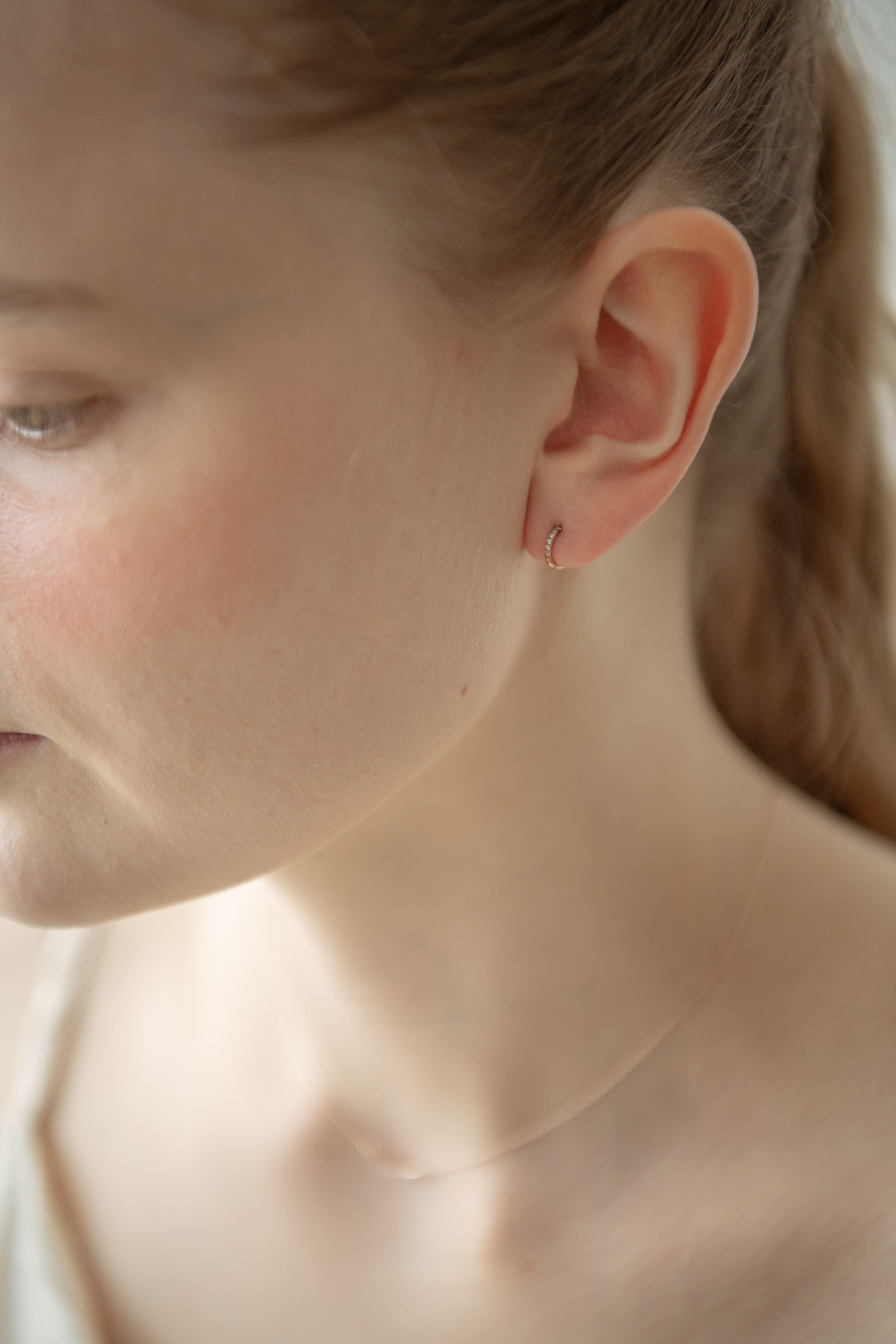 Stone Hoop Pierce / Rose Gold