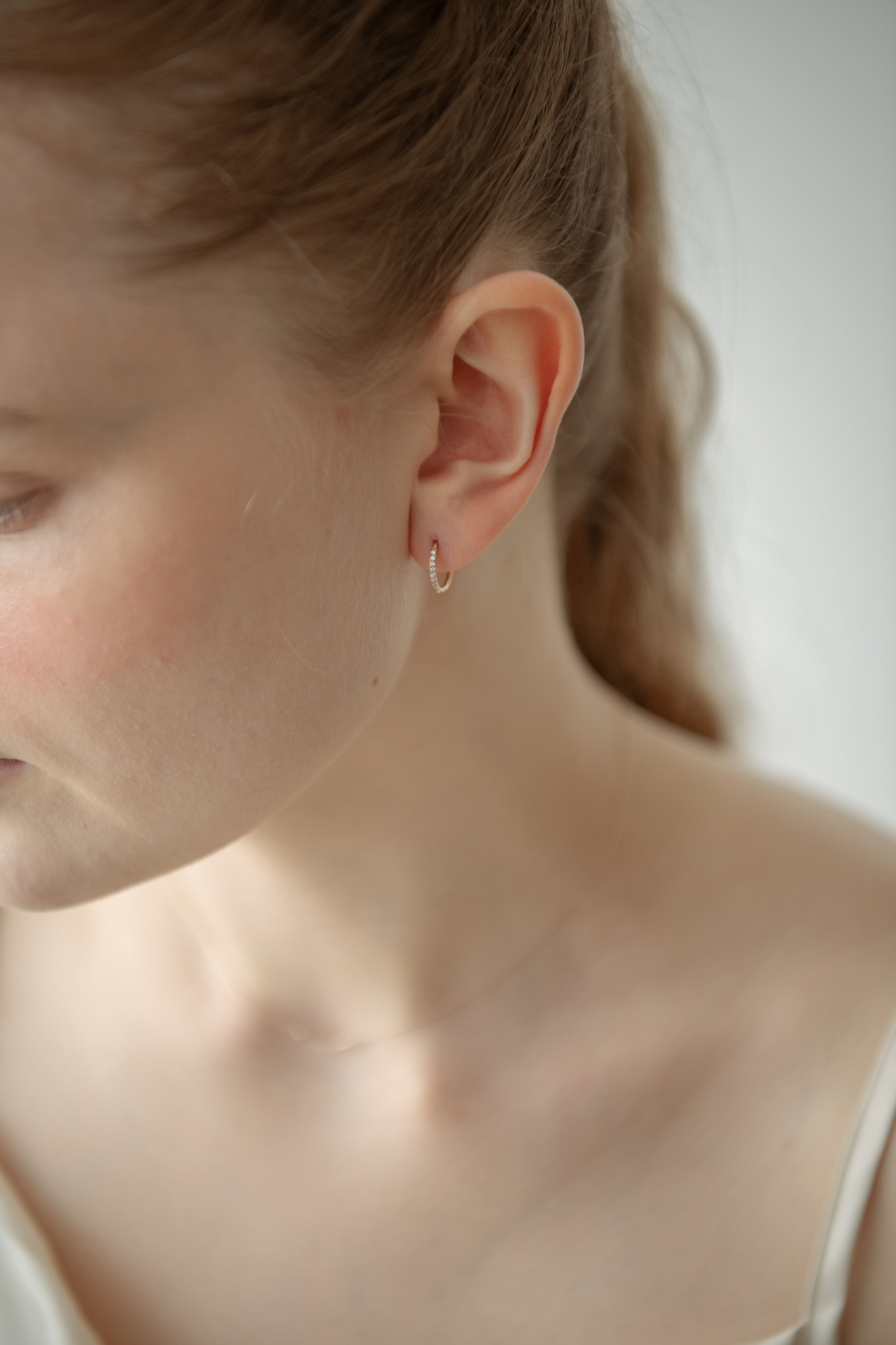 Stone Hoop Pierce / Rose Gold