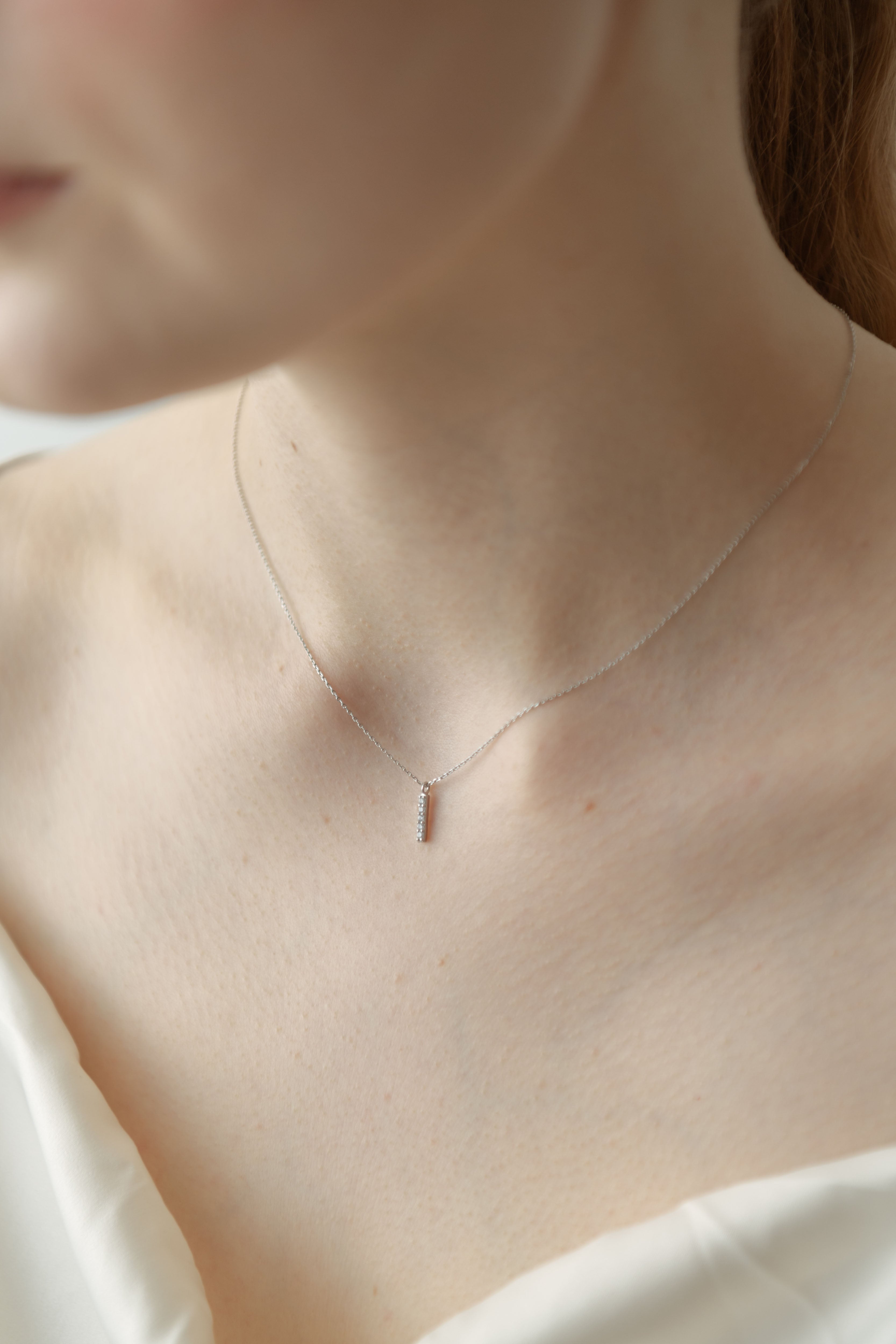 Stone Bar Necklace  / Silver