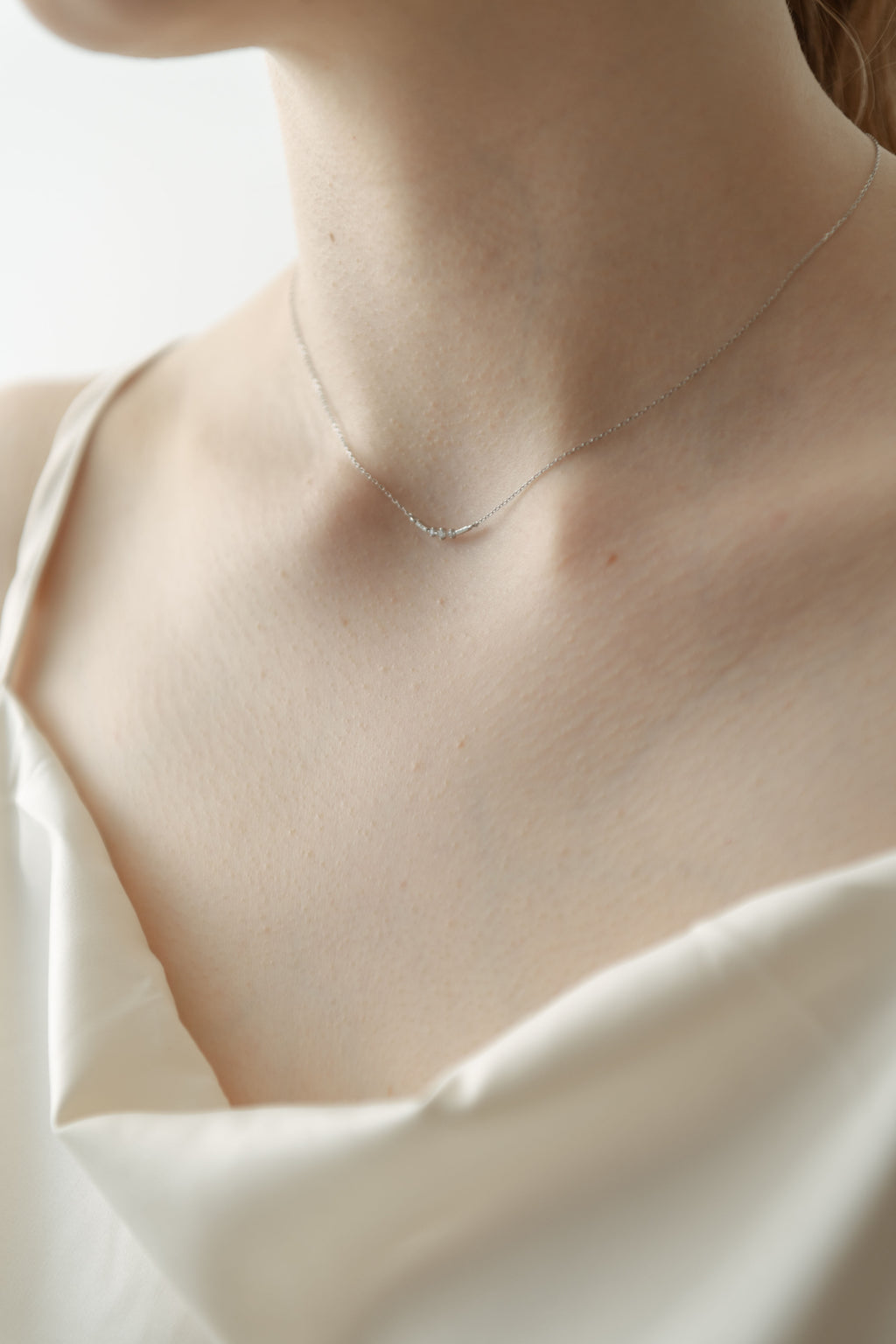 Triple Stone Line Necklace / Silver