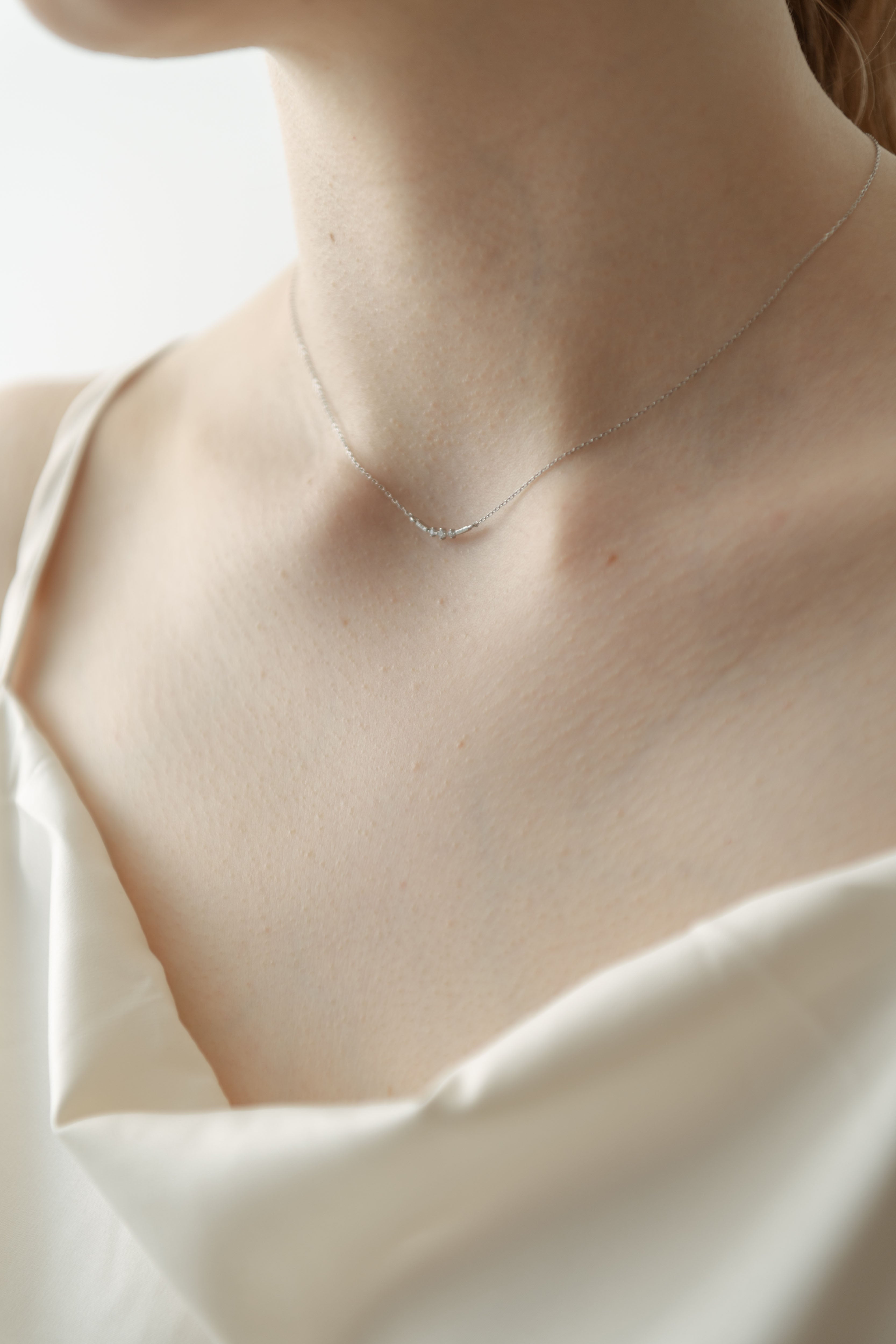 Triple Stone Line Necklace / Silver
