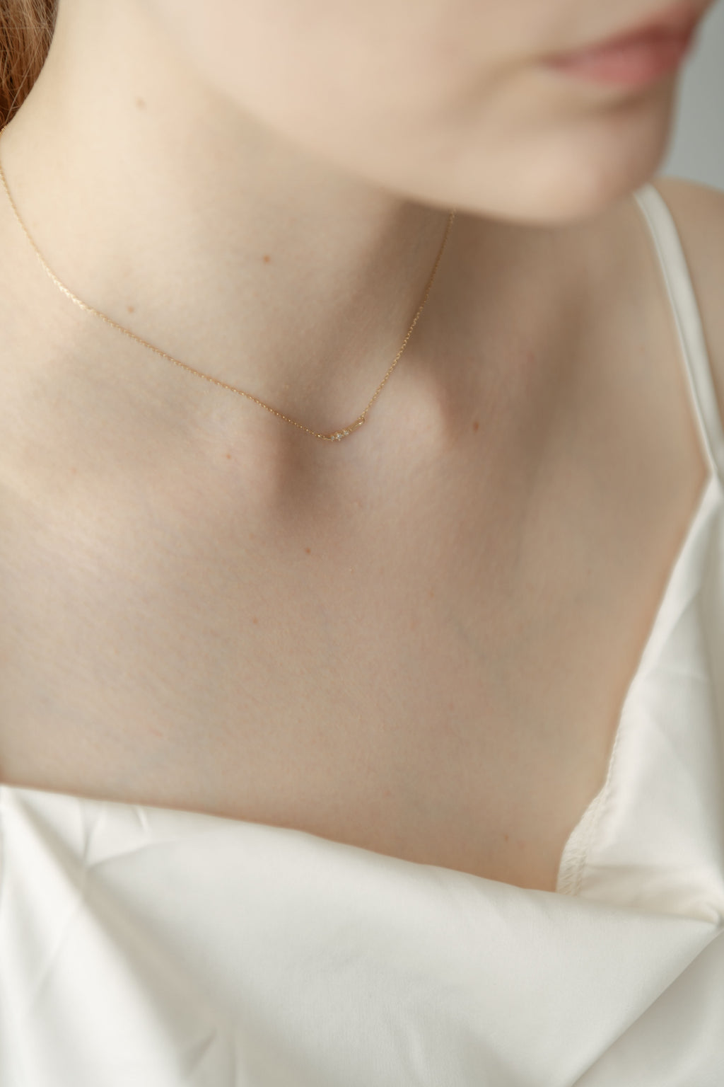 Triple Stone Line Necklace / Gold