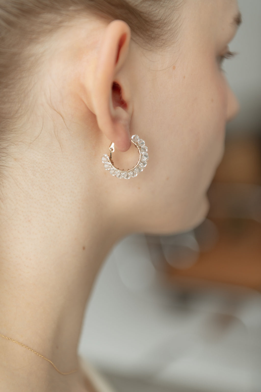 Crystal Hoop Pierce / Gold