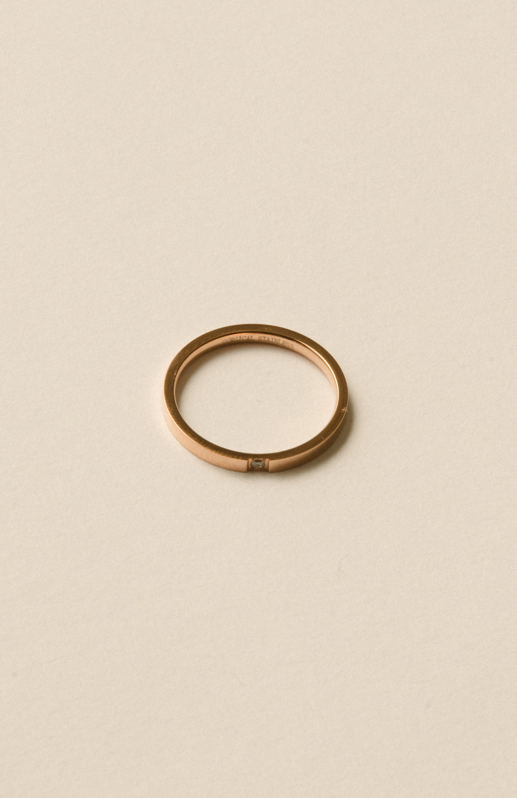 One Stone Flat Ring  / Rose Gold