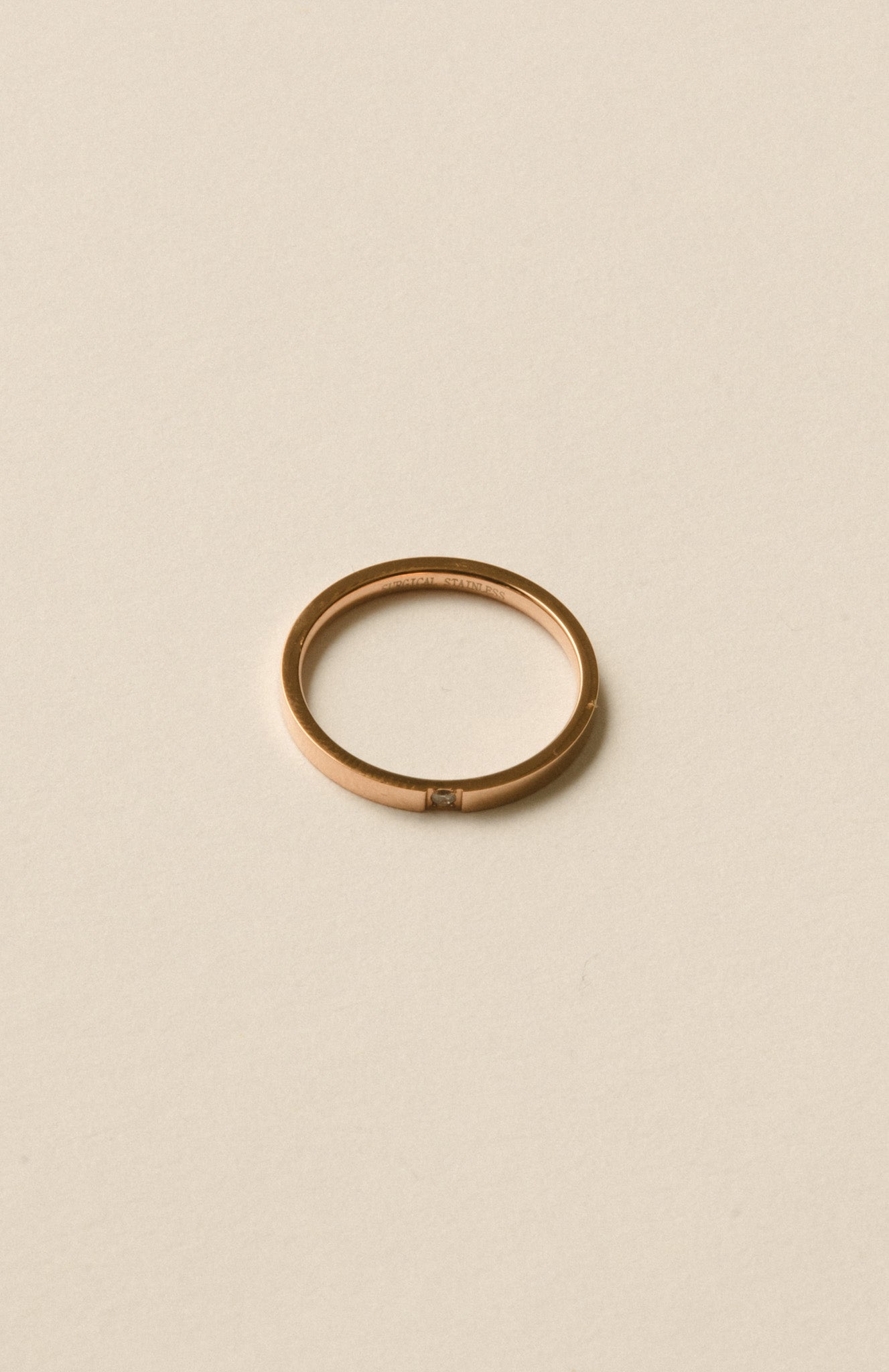One Stone Flat Ring  / Rose Gold