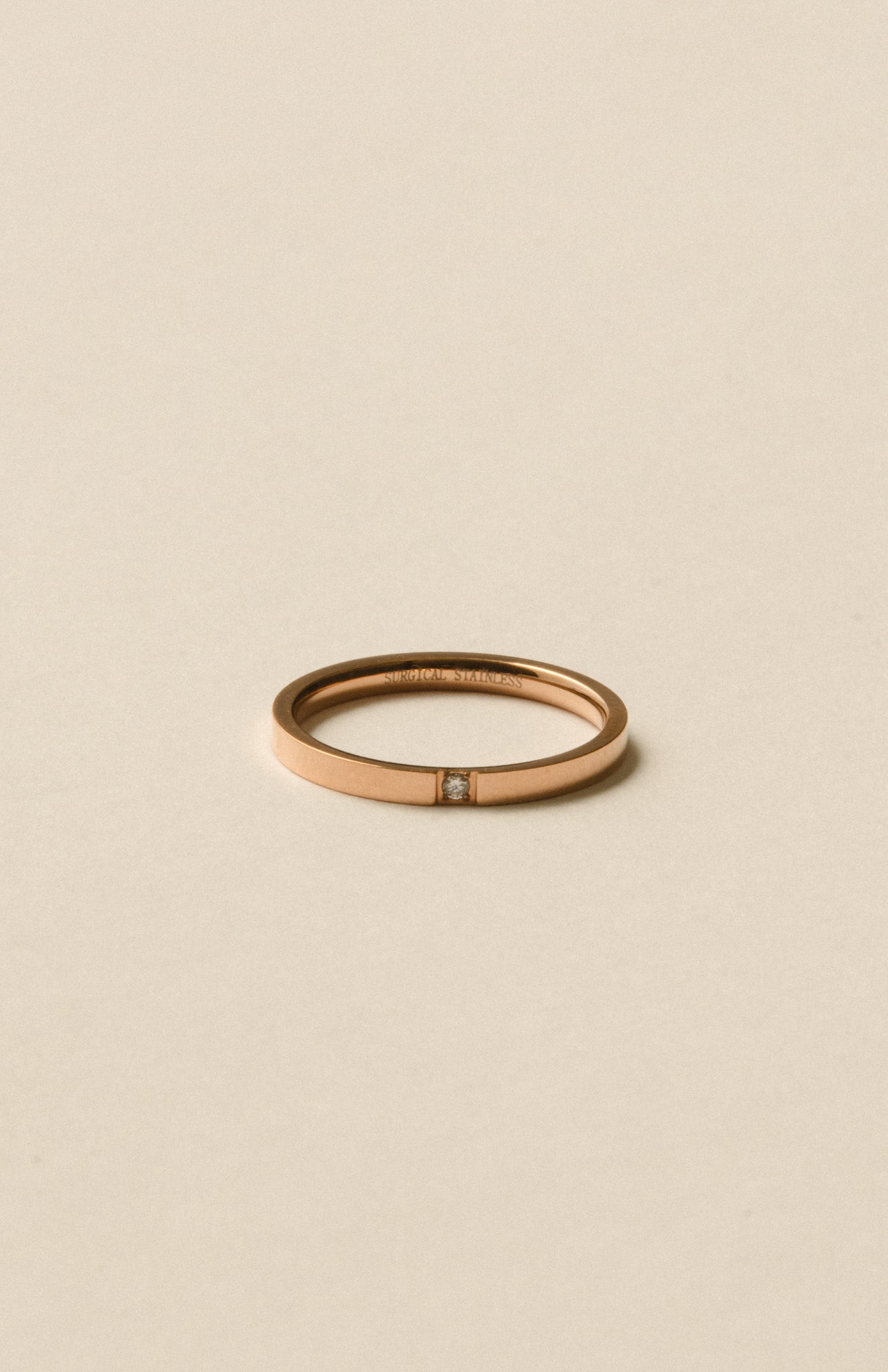 One Stone Flat Ring  / Rose Gold