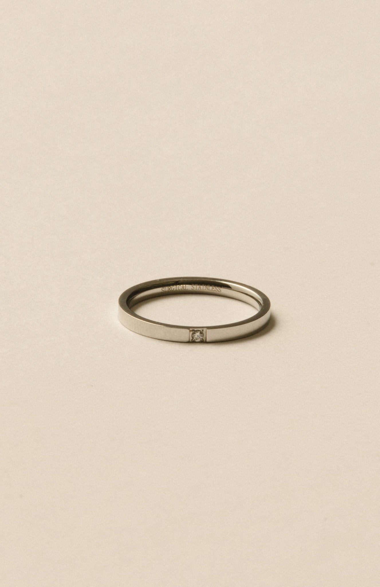 One Stone Flat Ring / Silver