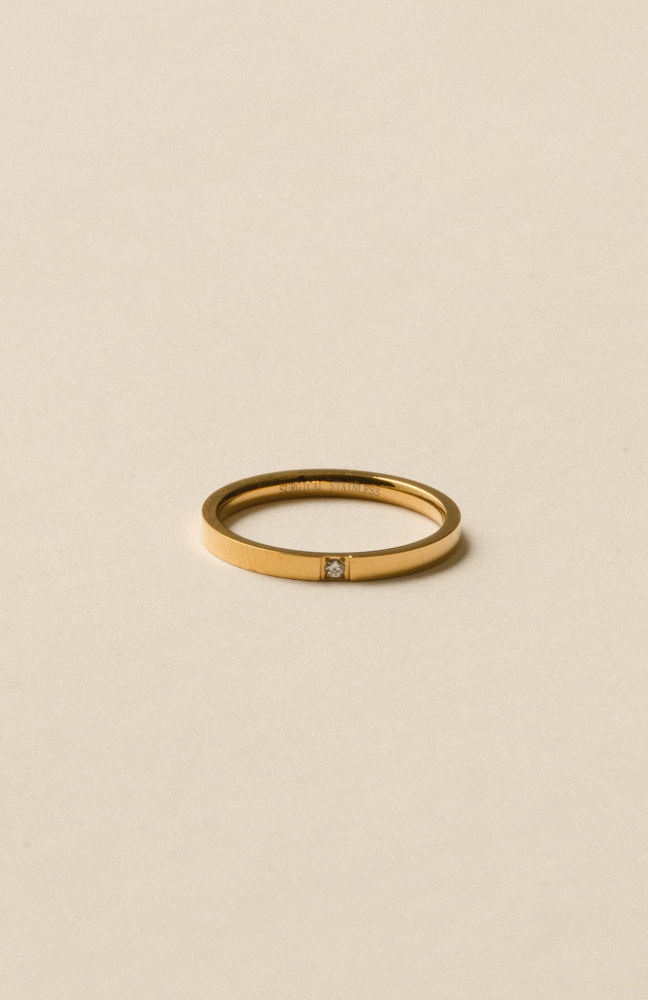 One Stone Flat Ring / Gold