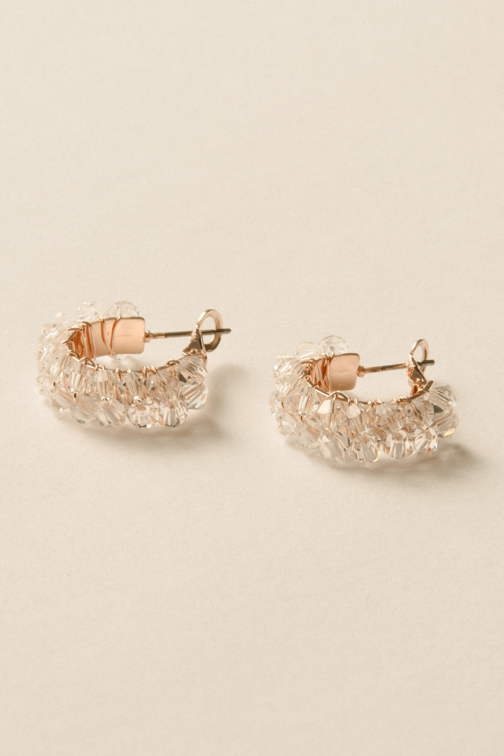 Crystal Hoop Pierce /  Rose Gold