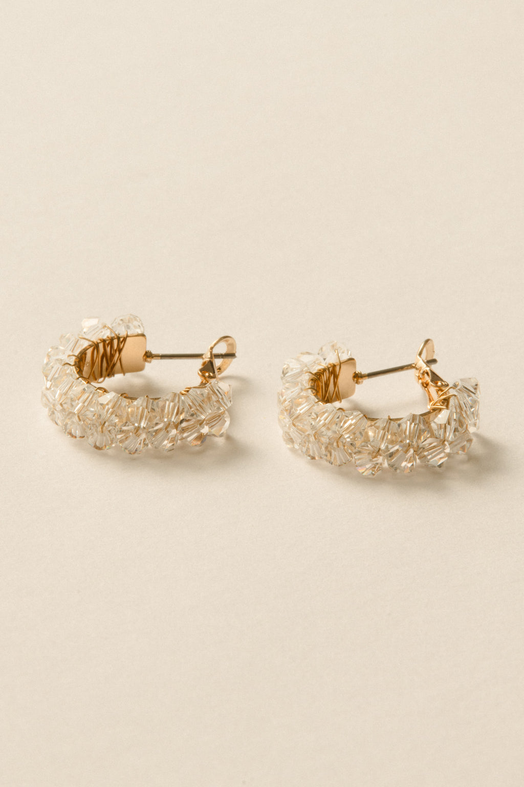 Crystal Hoop Pierce / Gold