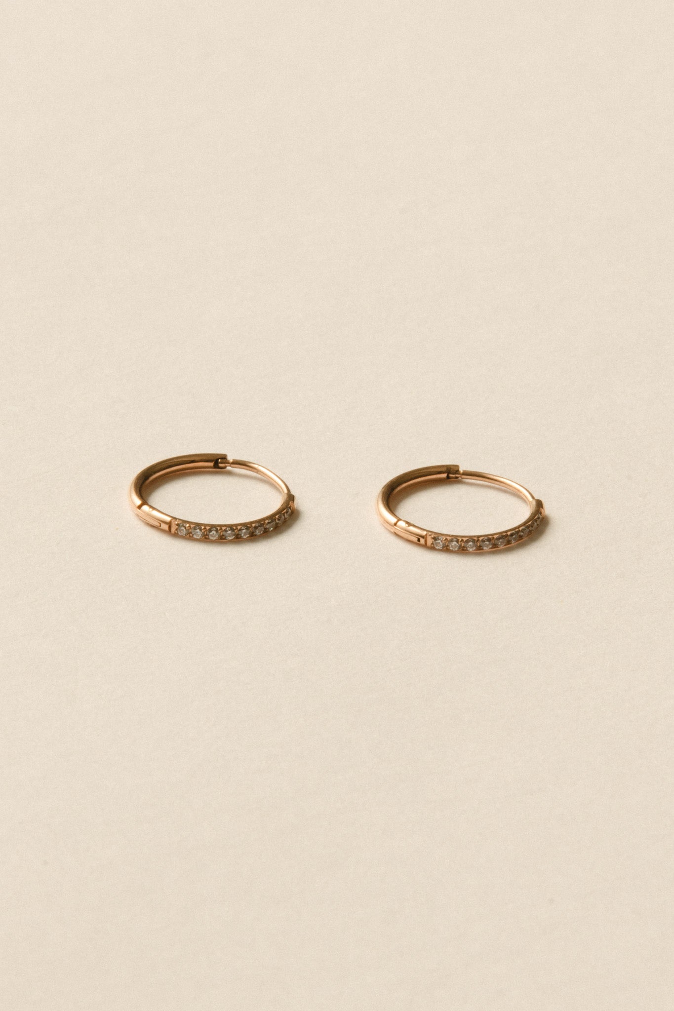 Stone Hoop Pierce / Rose Gold