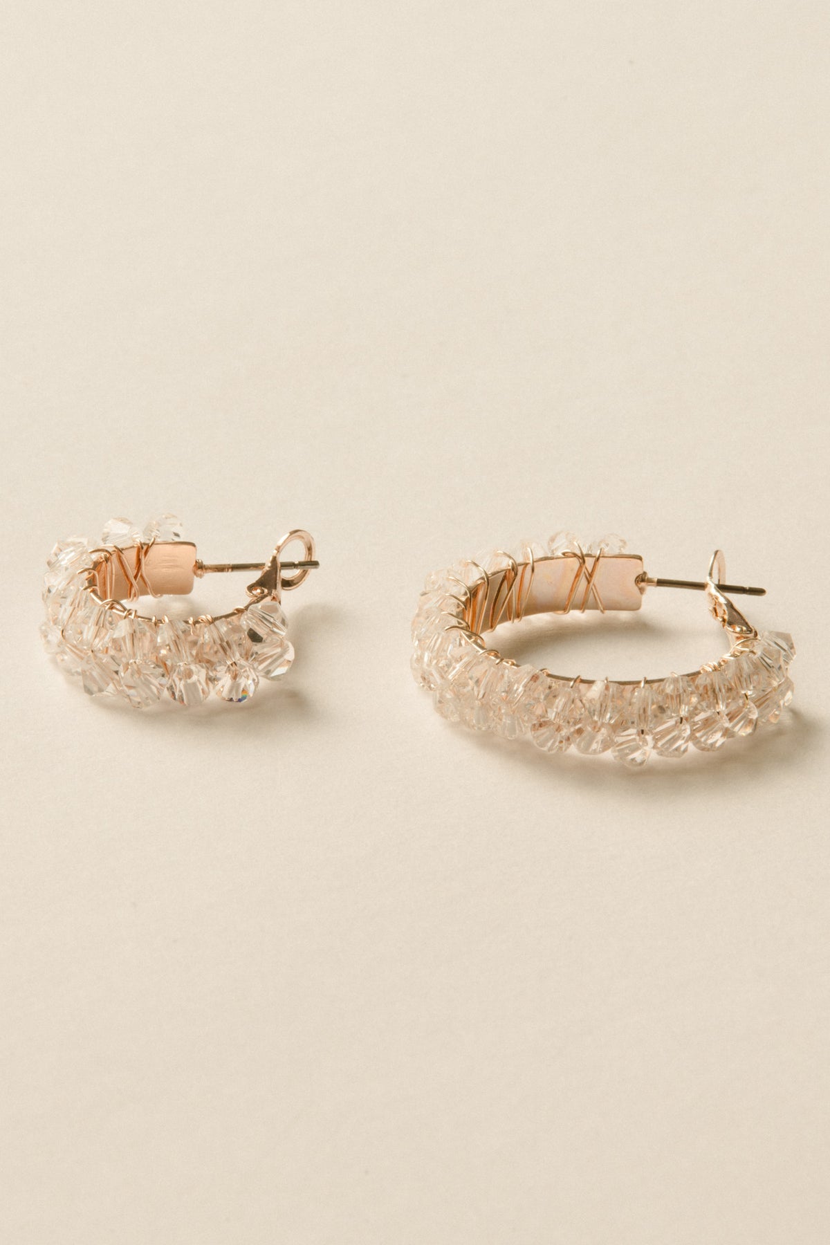 Crystal Hoop Pierce /  Rose Gold