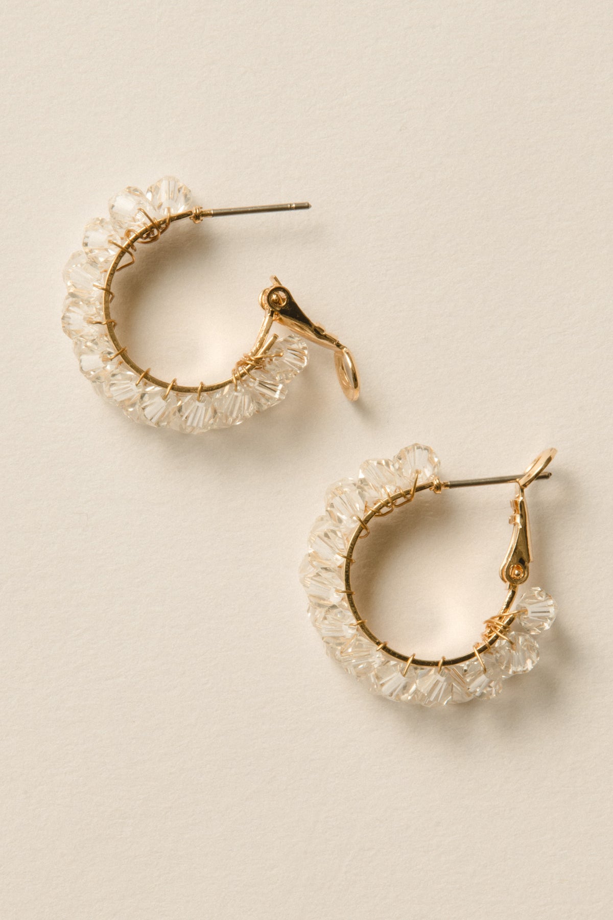 Crystal Hoop Pierce / Gold