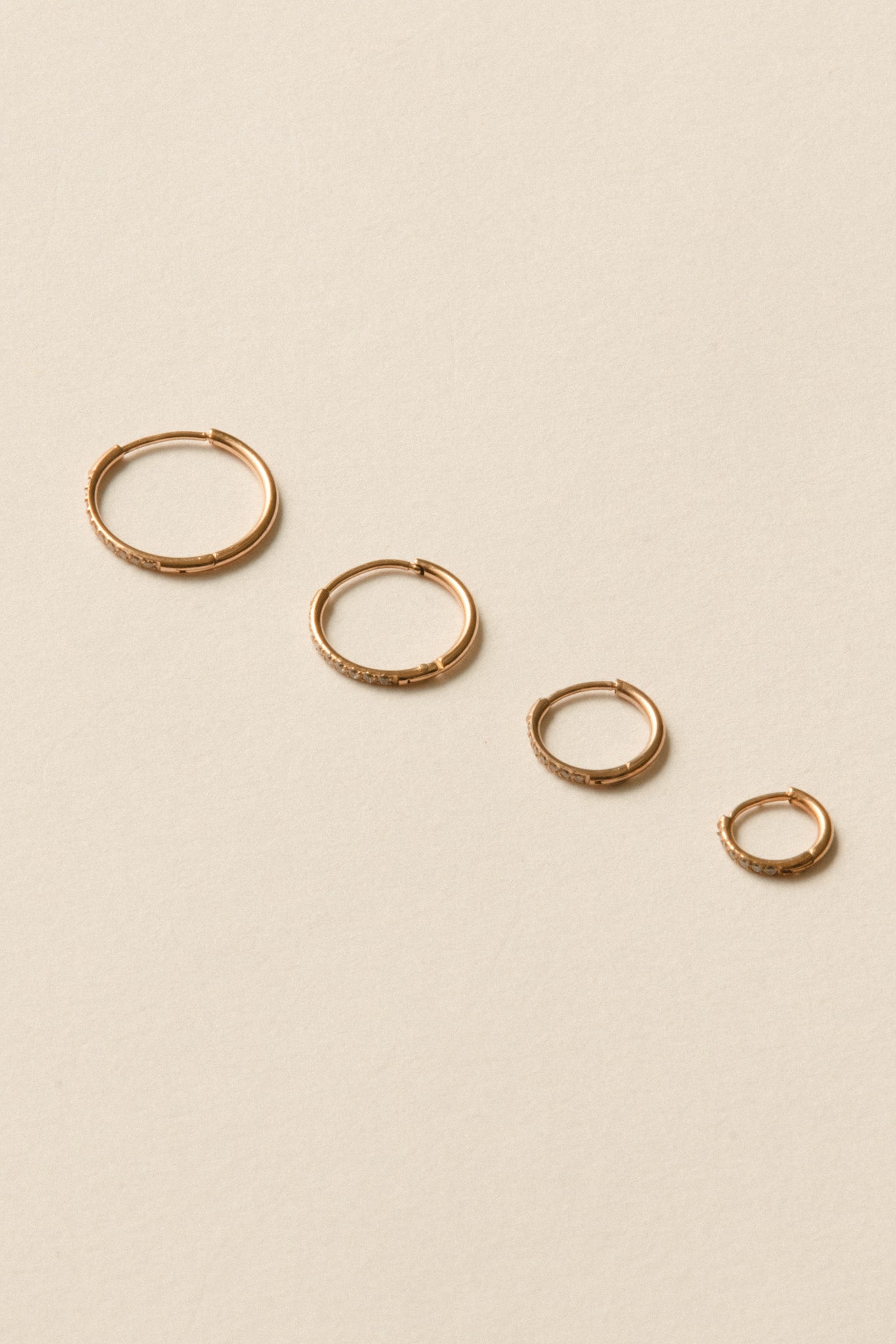 Stone Hoop Pierce / Rose Gold