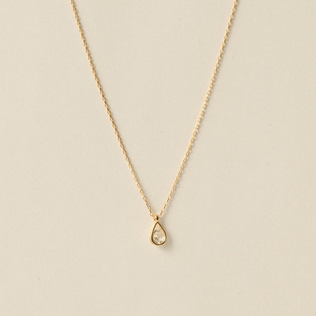 Drop Stone Necklace / Gold