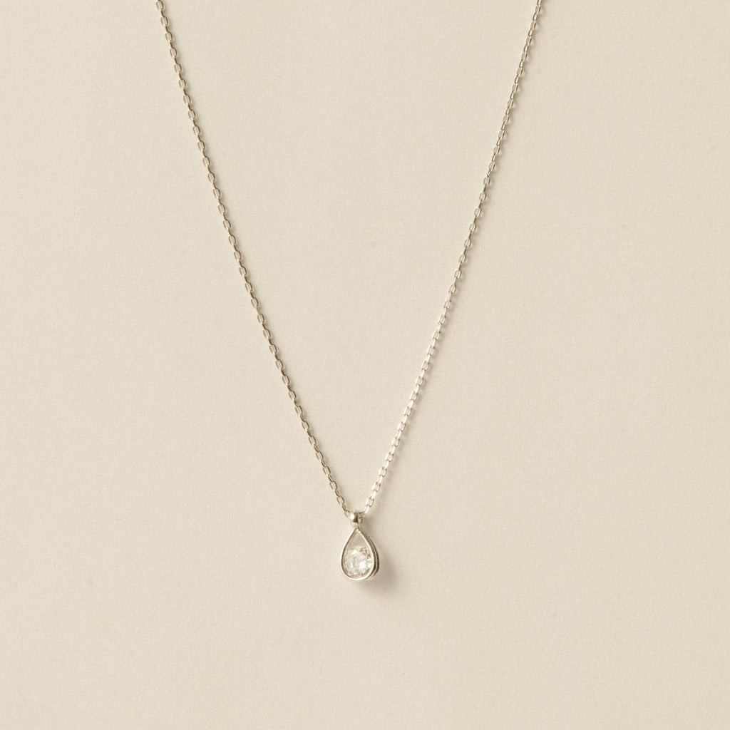 Drop Stone Necklace / Silver