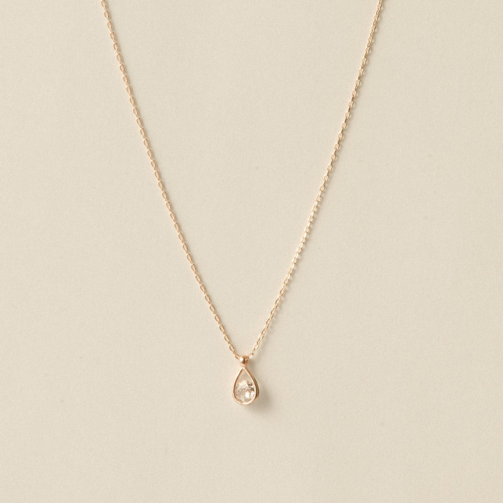 Drop Stone Necklace / Rose Gold