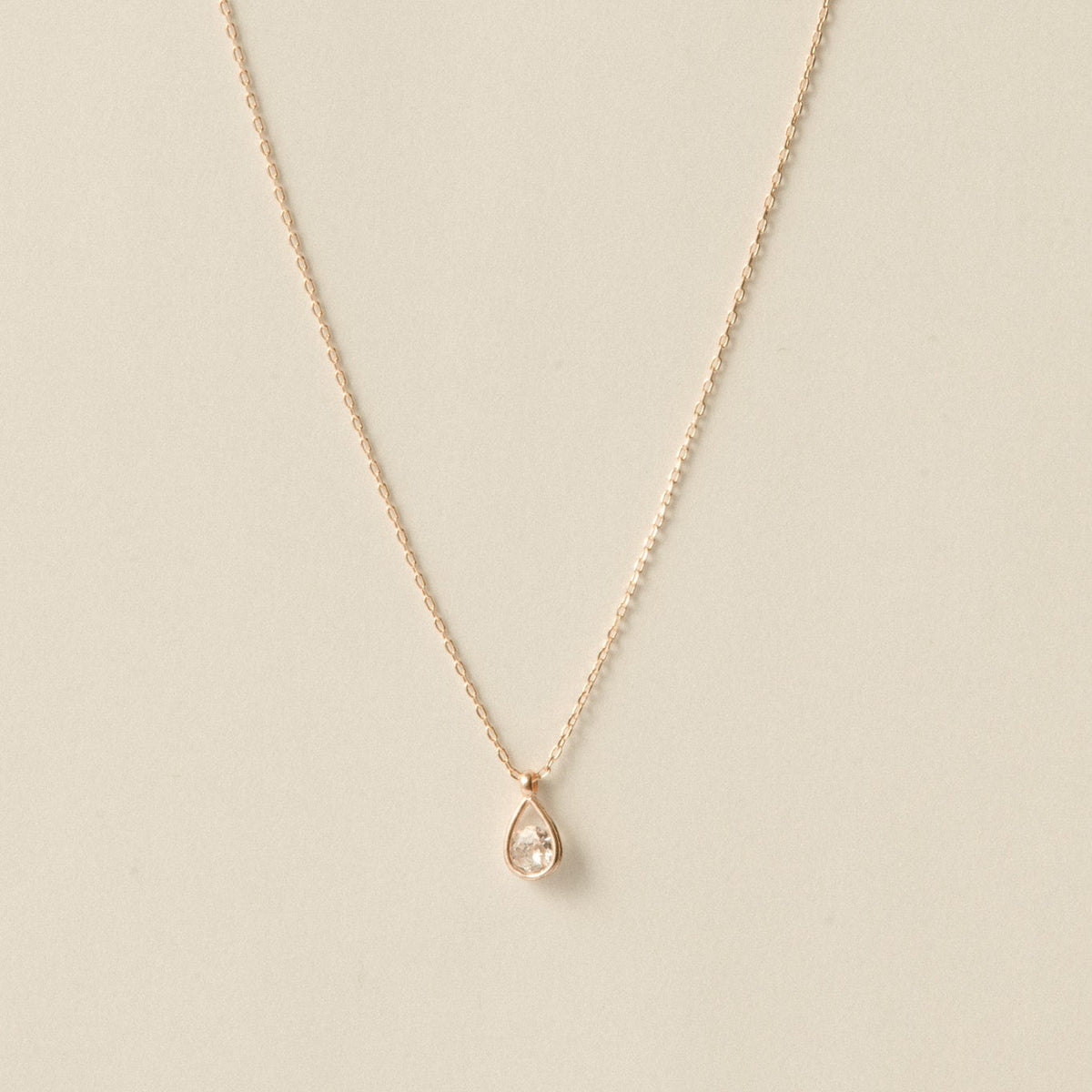 Drop Stone Necklace / Rose Gold
