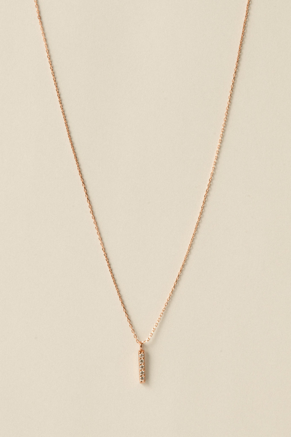 Stone Bar Necklace  / Rose Gold