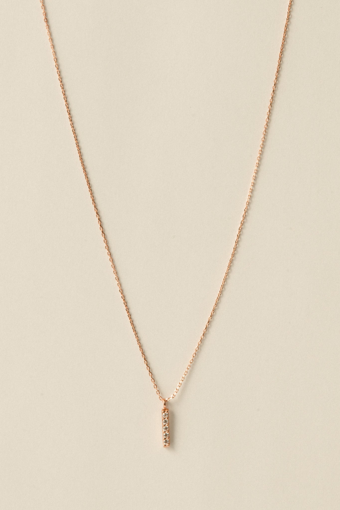 Stone Bar Necklace  / Rose Gold