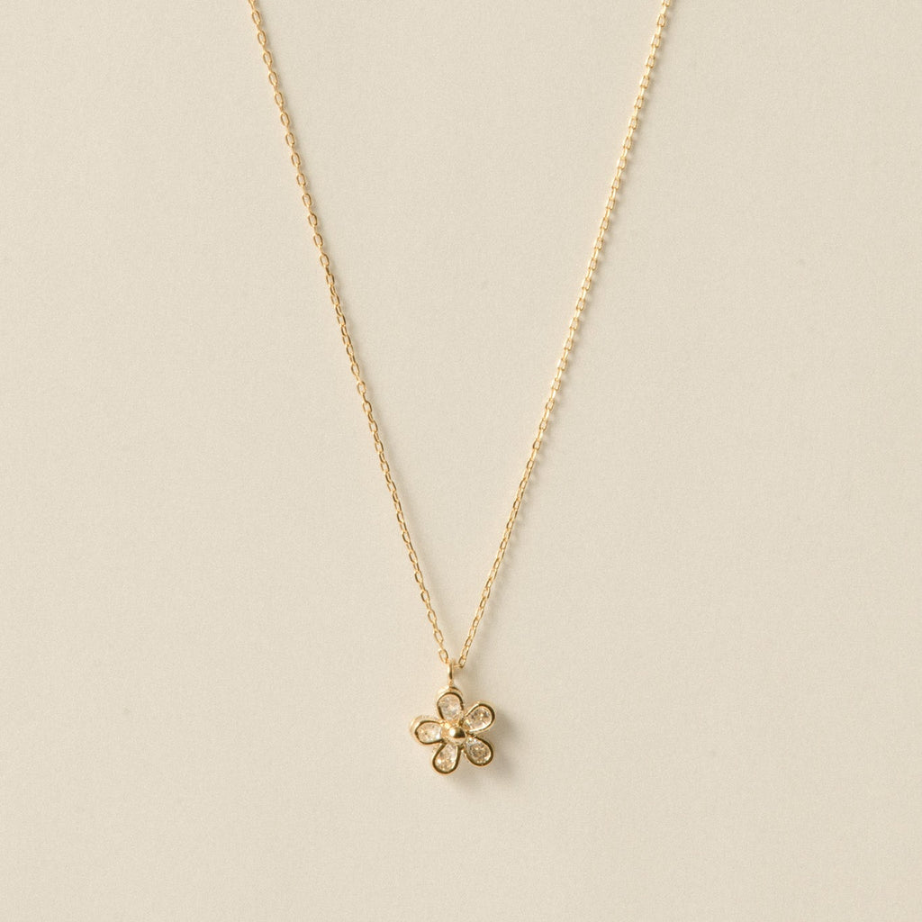 Flower Stone Necklace / Gold