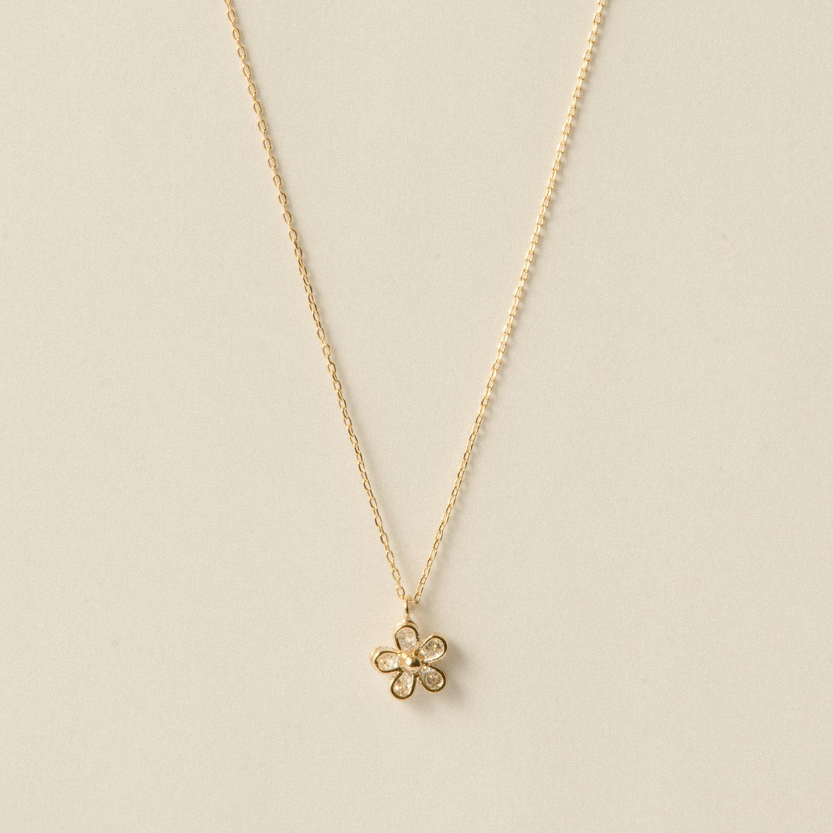 Flower Stone Necklace / Gold