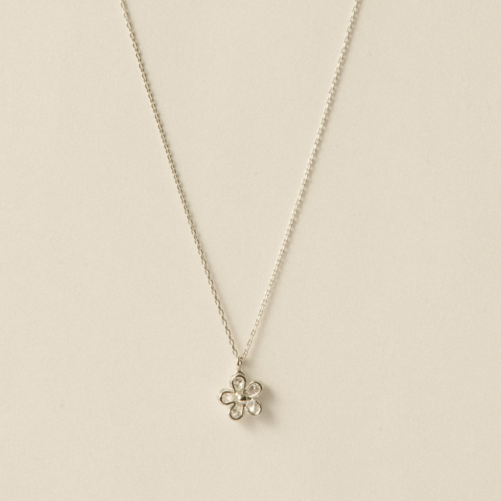 Flower Stone Necklace / Silver