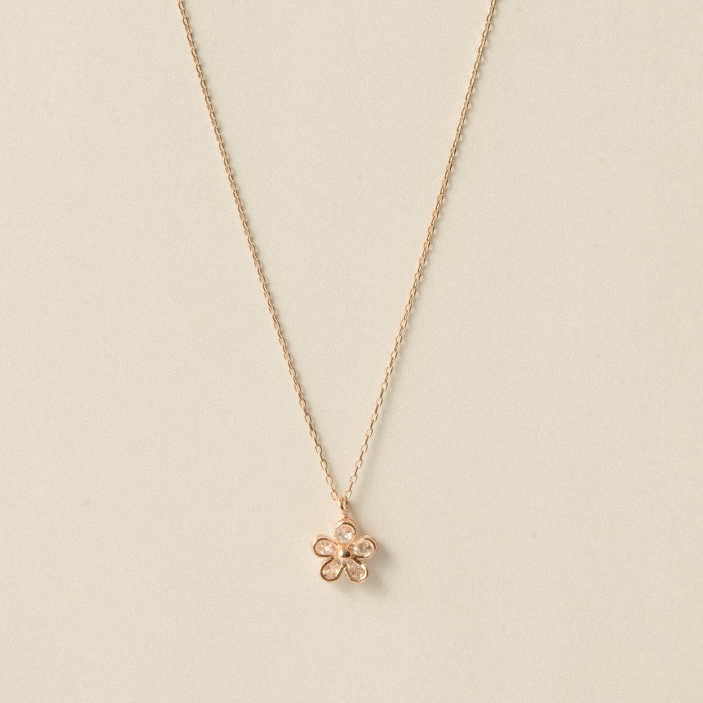 Flower Stone Necklace / Rose Gold