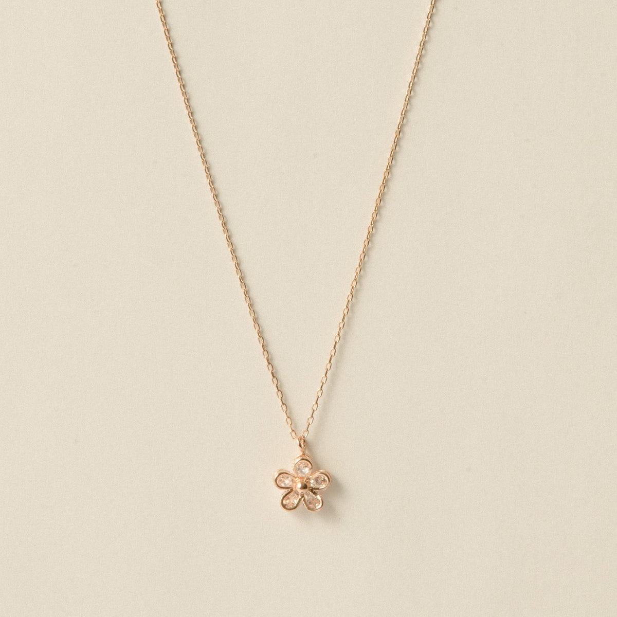 Flower Stone Necklace / Rose Gold