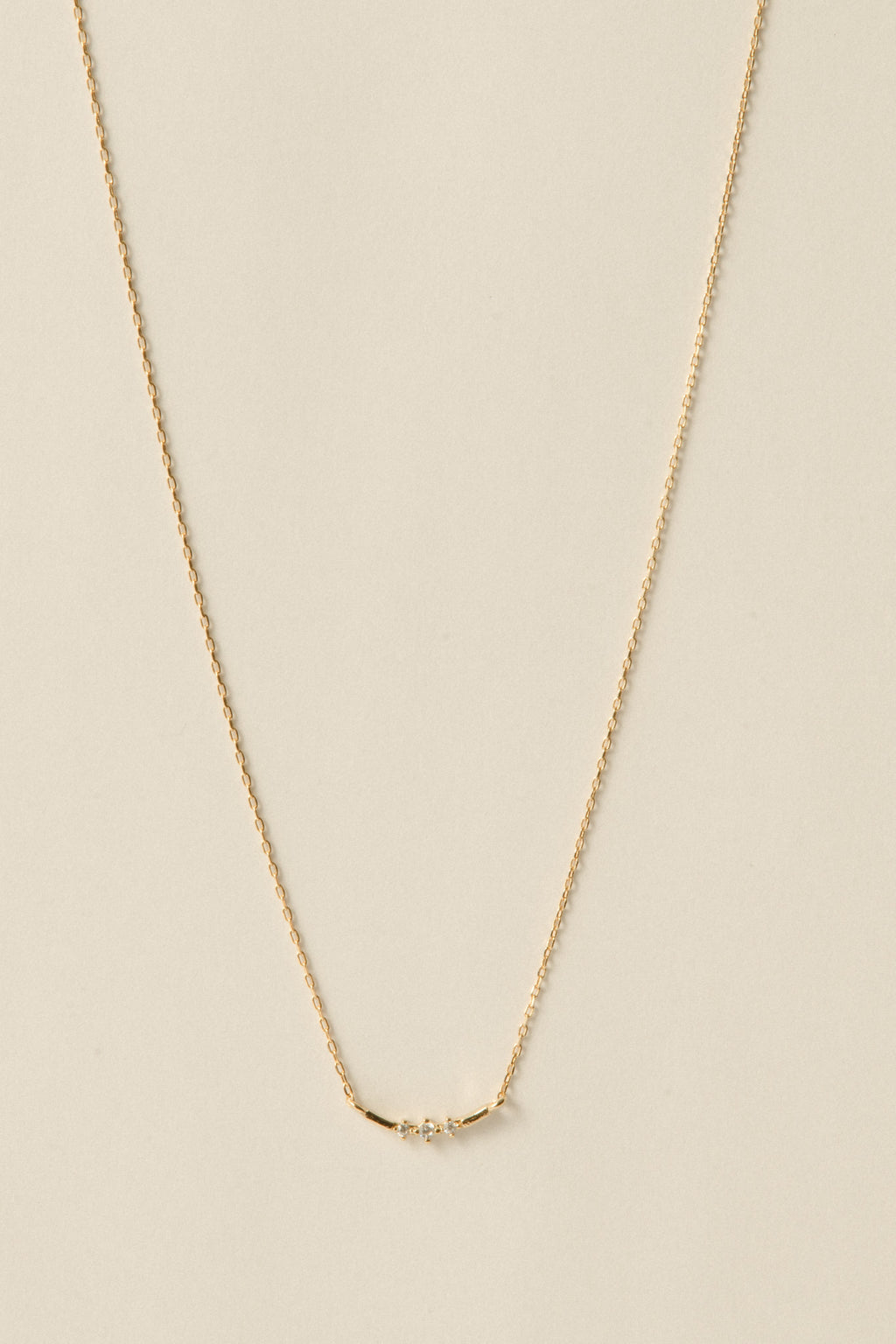 Triple Stone Line Necklace / Gold