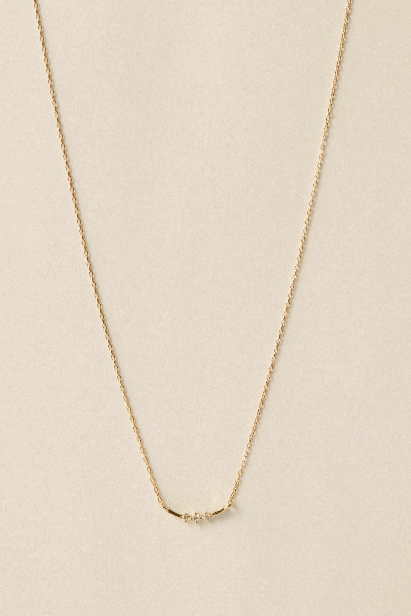 Triple Stone Line Necklace / Gold