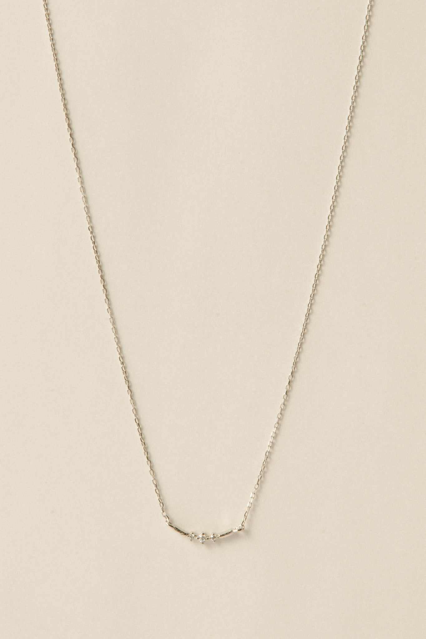 Triple Stone Line Necklace / Silver