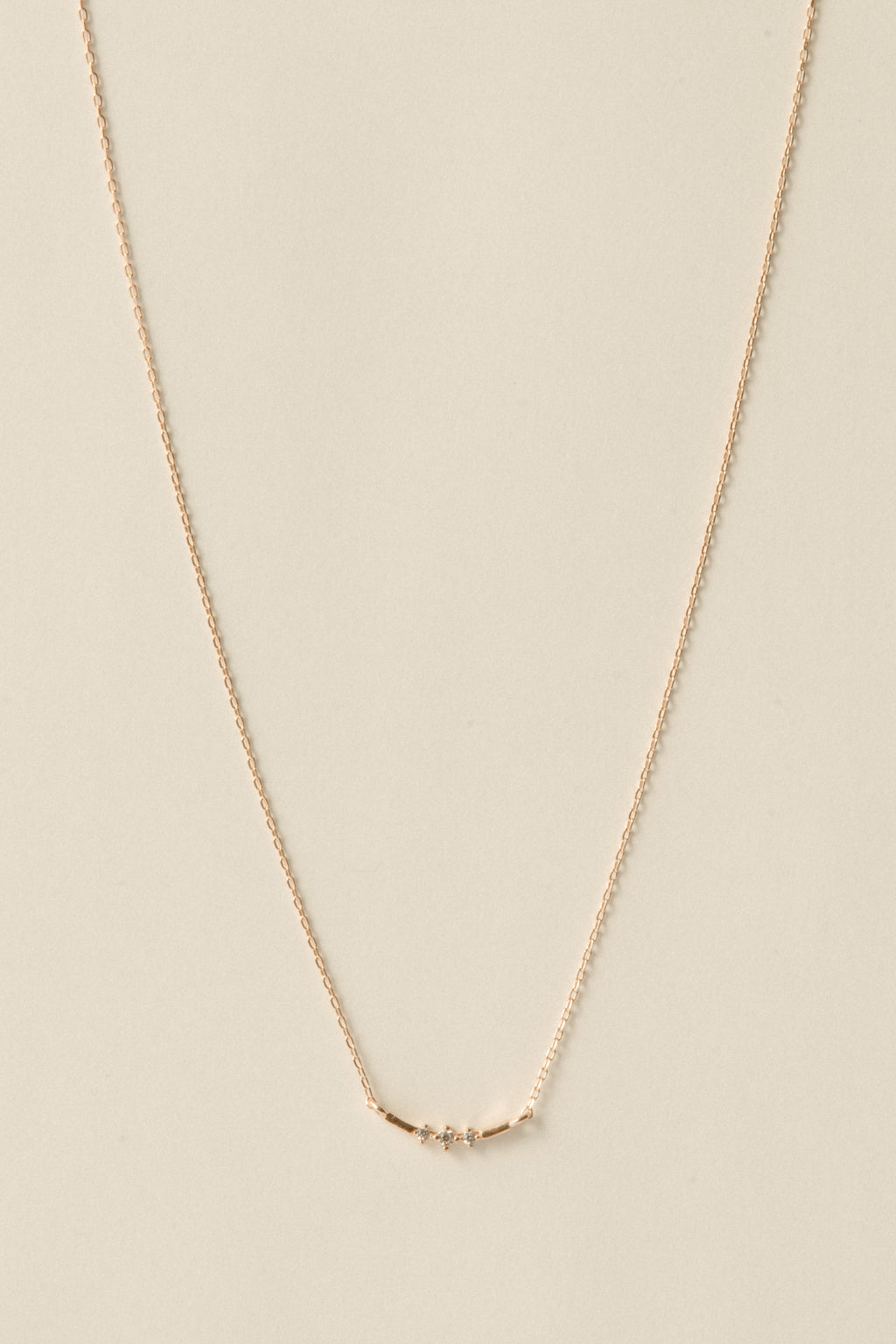 Triple Stone Line Necklace  / Rose Gold