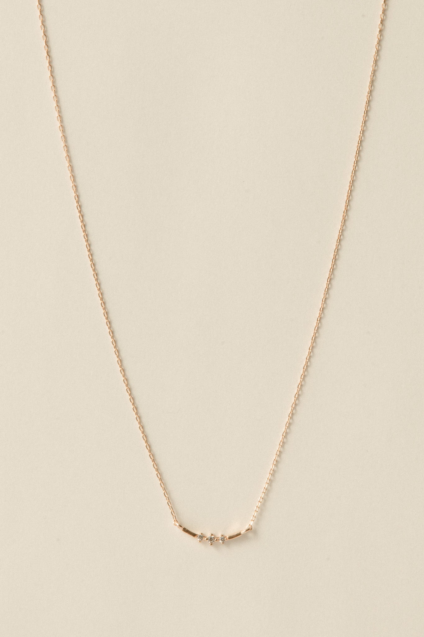 Triple Stone Line Necklace  / Rose Gold